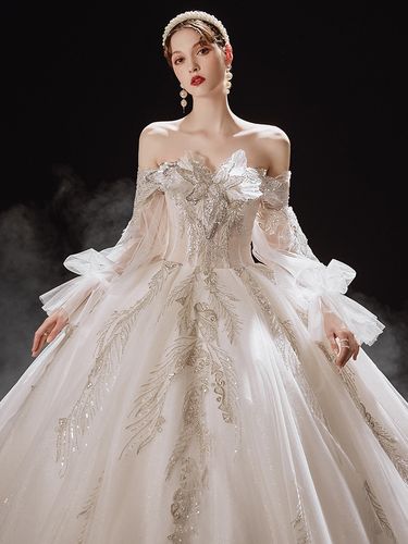 亲爱的白高端齐地轻婚纱出租赁2022新款新娘高定明星同款婚纱礼服
