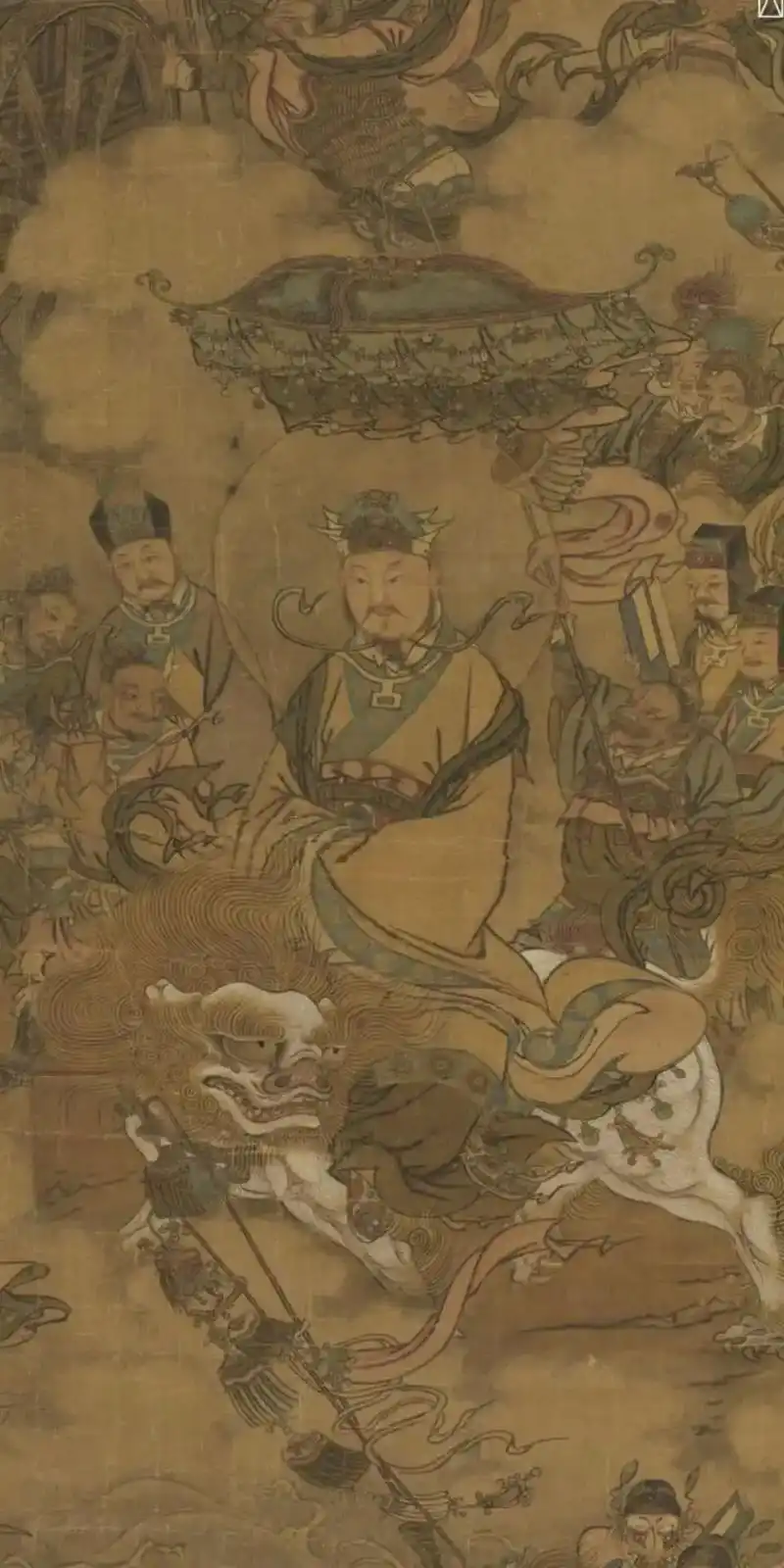 马麟,宋代《三官出巡图》画中描绘了道教神仙"三官大帝",三官 - 抖音