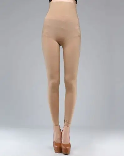 肉色休闲针织打底长裤