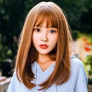假发女长直发内扣中分 中长发空气刘海长卷发 假发套韩国逼真圆脸