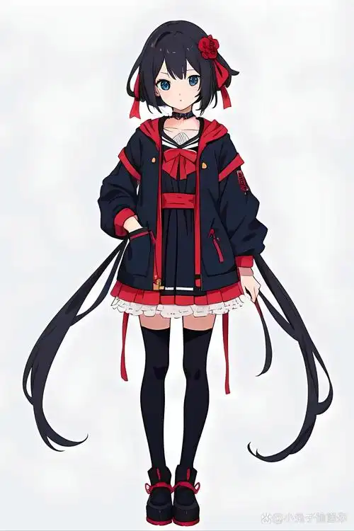 新年动漫人物女孩站姿 ,全身像