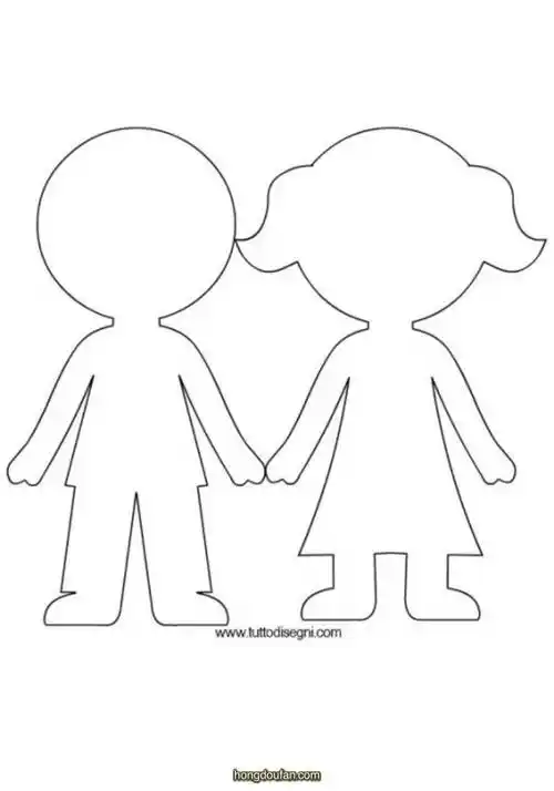 好朋友手拉手剪影形状a4可打印图片素材下载-红豆饭小学生简笔画大全