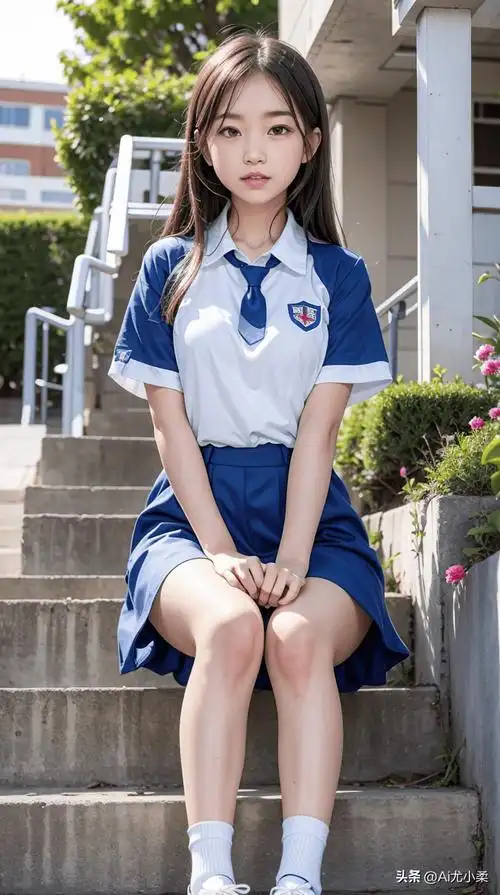 校服少女壁纸-清纯活力满满的夏日_楼梯_形象_感觉