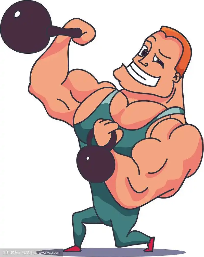 卡通人物肌肉男人与壶铃