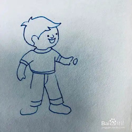 小男孩简笔画侧身