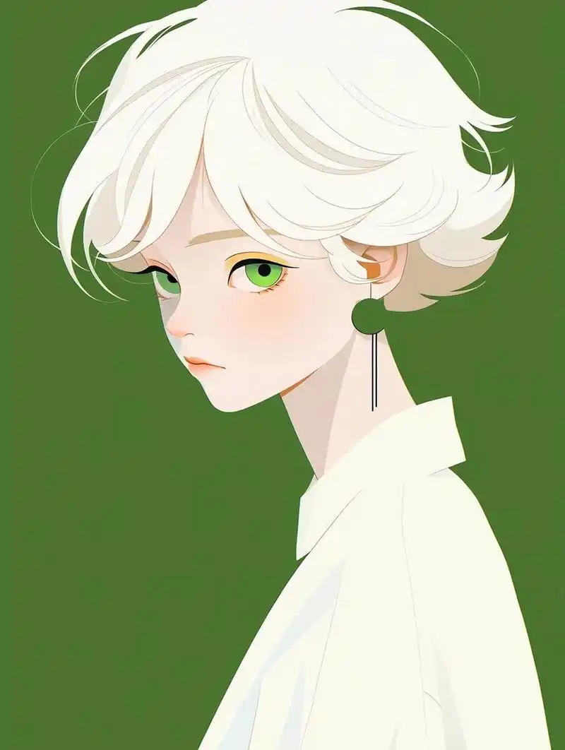 极简美学|女生插画头像|绿色系② 核心关键词:极简,几何形,平面插画