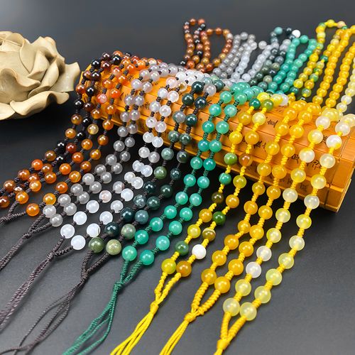 天然玛瑙玉珠吊坠手工编织项链玉挂饰品男女绳