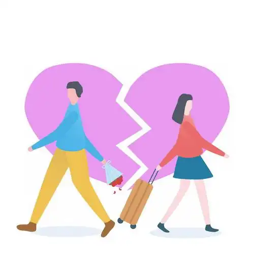 破裂的红心分手的男女手绘插画3626412图片免抠素材