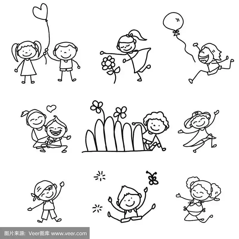 手绘卡通快乐的小朋友