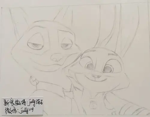 疯狂动物城#手绘彩铅 尼克&朱迪