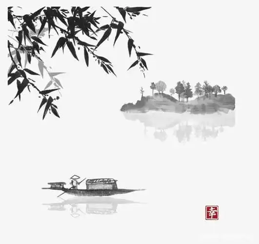 手绘中国风水墨山水画