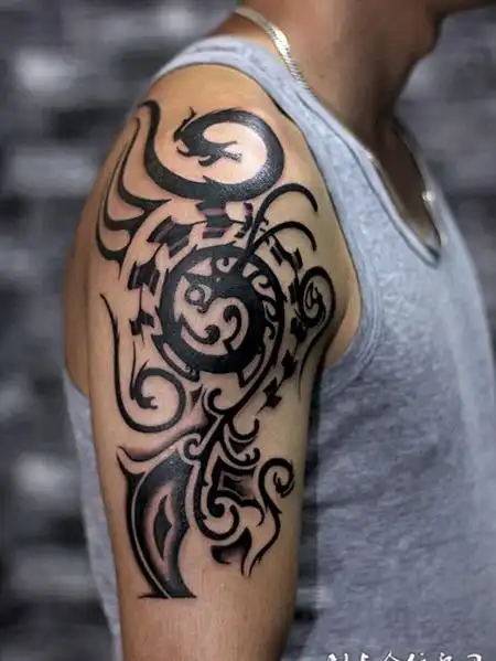 龙的传人,手臂龙图腾个性纹身图案