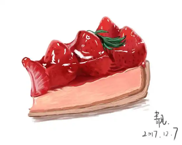 临摹 手绘美食 手绘蛋糕 草莓蛋糕