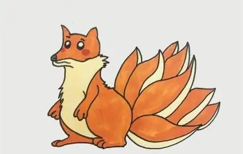 神兽可爱九尾狐简笔画教学步骤 彩色卡通九尾狐简笔画怎么画