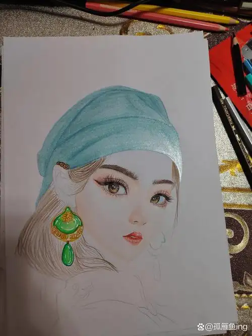 人物彩铅少女 彩铅人物肖像动漫女生