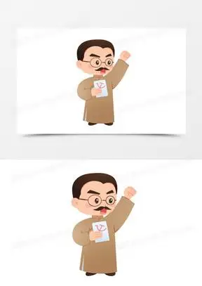 一组卡通q版手绘民国历史人物套图之呐喊的老师元素