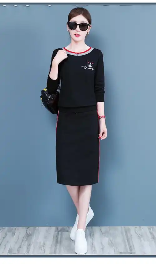 2018休闲中长款裙子运动套装女裙