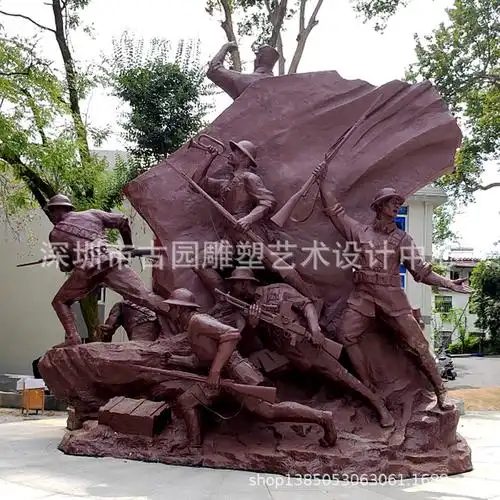 大型玻璃钢红军雕塑八路军民族英雄雕像景区公园户外摆件人物雕塑