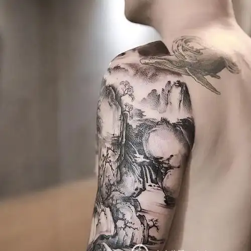 无上出品——无上水墨山水画半_纹身吧社区 - 纹身大咖