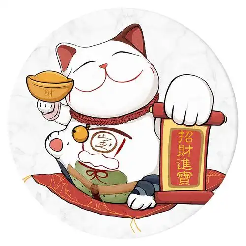 5d钻石2021年新款满钻客厅圆形招财猫小幅手工十字绣套件