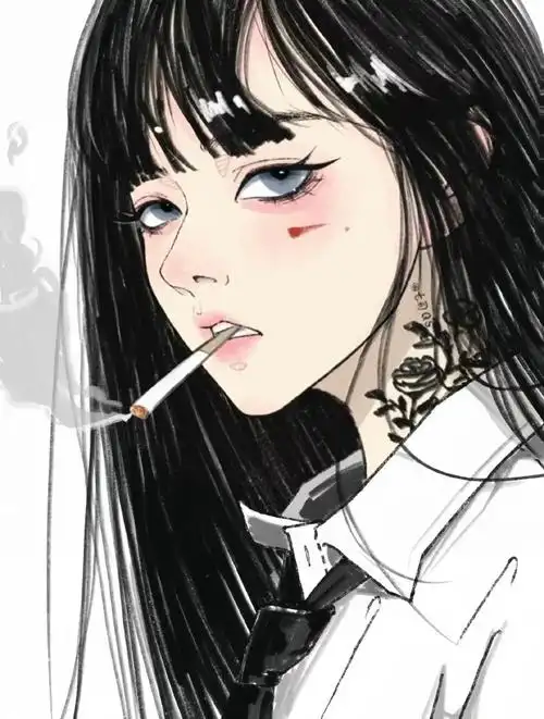 换上这么酷的363436373039小众黑色动漫女头#女生漫画