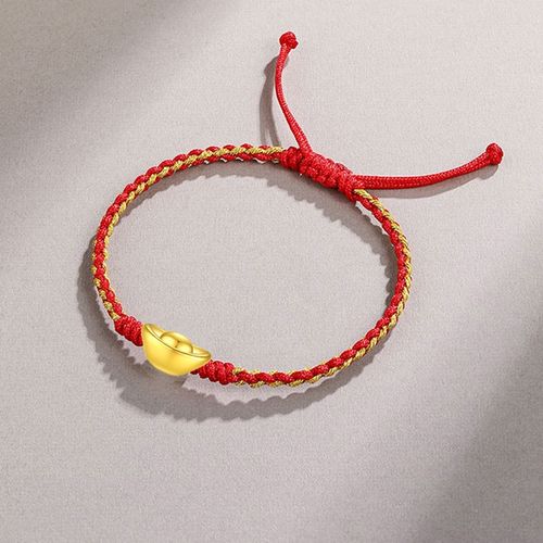 老凤凰黄金手链女金元宝转运珠金丝线本命年红绳手链足金3d硬金女友