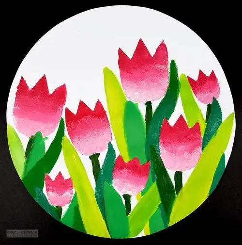 幼儿怎么做纸花简单又漂亮(儿童水粉画春天的花)-第9张图片