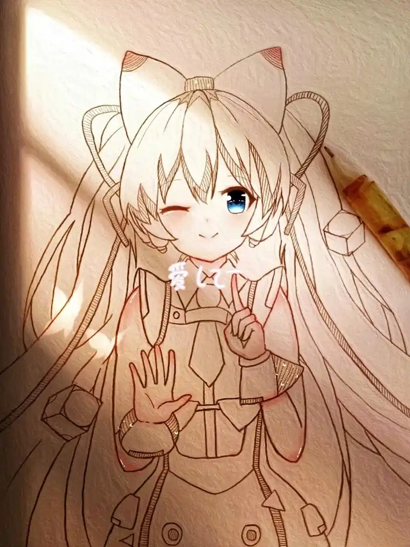 #手绘 #简笔画 #初音未来 #教程 @抖音小助手 - 抖音