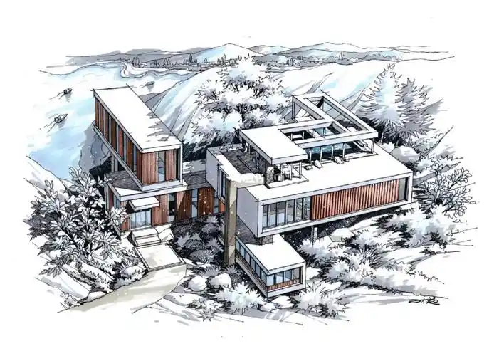 山体小建筑手绘马克笔表达分享