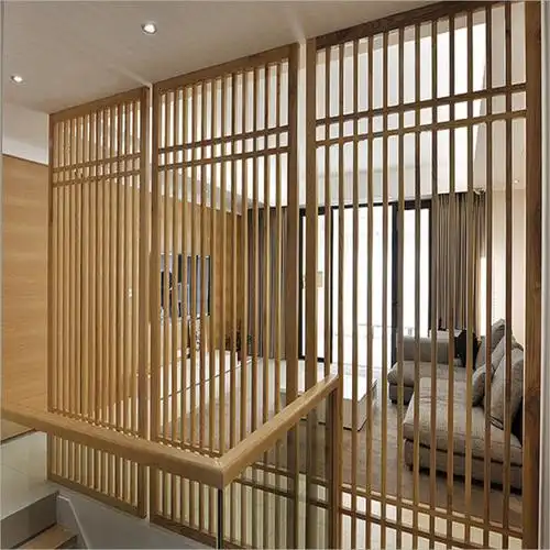 日式屏风 入户隔断客厅玄关卧室简约镂空实木隔断墙 新中式木格栅
