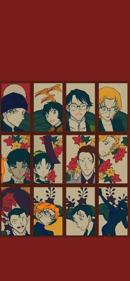 名侦探柯南|红底手机壁纸动漫人物大合照