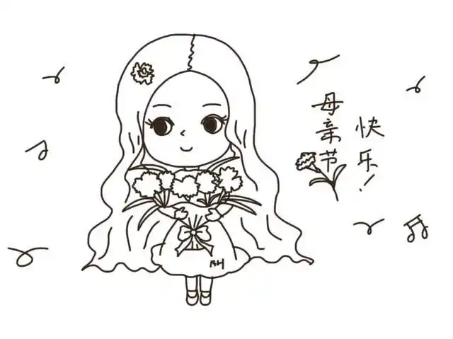 母亲节简笔画女孩