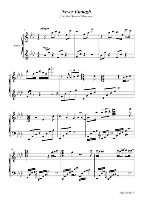 neverenough钢琴谱lorenallred降a调流行钢琴五线谱