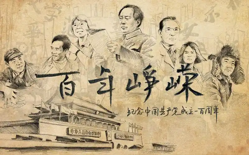 建党百年主题手绘素描动画百年峥嵘