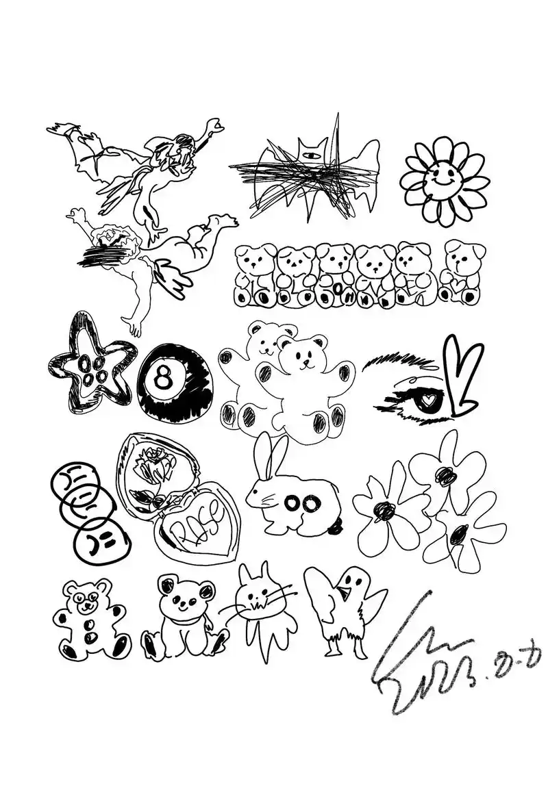 临摹3|关于一些纹身图案 来自韩国4b tattoo 满酷的 - 抖音