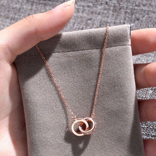 锁骨项链女小众简约气质ins冷淡风吊坠礼物简约潮88 双环项链(款式1)