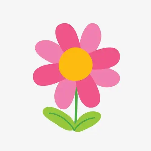 矢量手绘卡通彩色花朵无抠图png