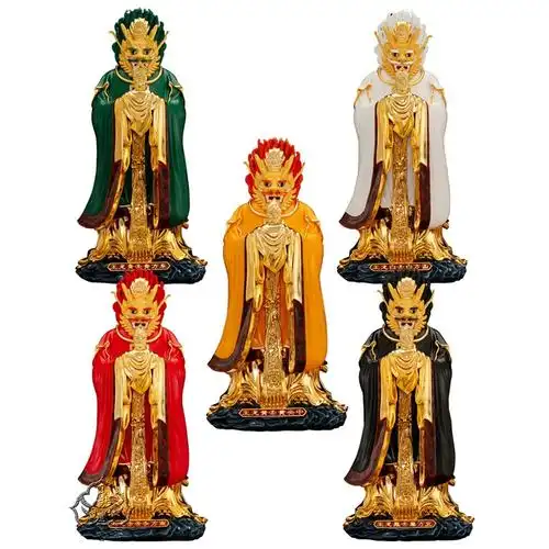 一心斋19寸纯铜鎏金五帝龙王神像四海龙王龙神佛像供奉摆件