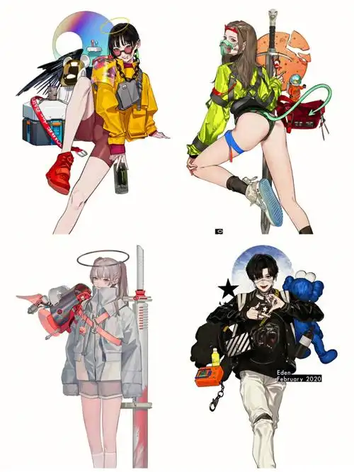 夸张的人体透视动漫人物角色插画分享