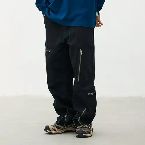 飞行裤廓形工装美式reocha热呈22aw多口袋拉链直筒宽松休闲长裤