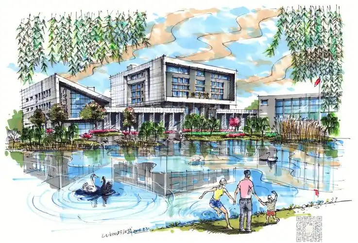 手绘案例药科大学图书馆博物馆手绘步骤