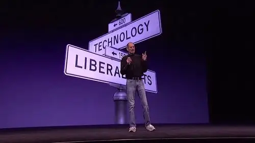 谁有类似乔布斯演讲最后用的人文和科技的十字交叉路口的照片,发一下