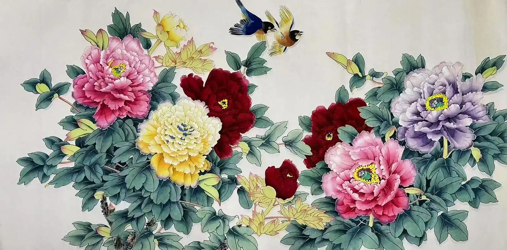 国画工笔画四尺工笔牡丹 - 抖音