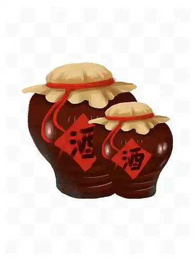 深咖 i>色 /i>手绘古代酒坛子