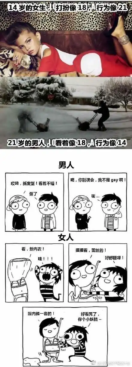 男人跟女人的区别,可以说非常生动形象了!