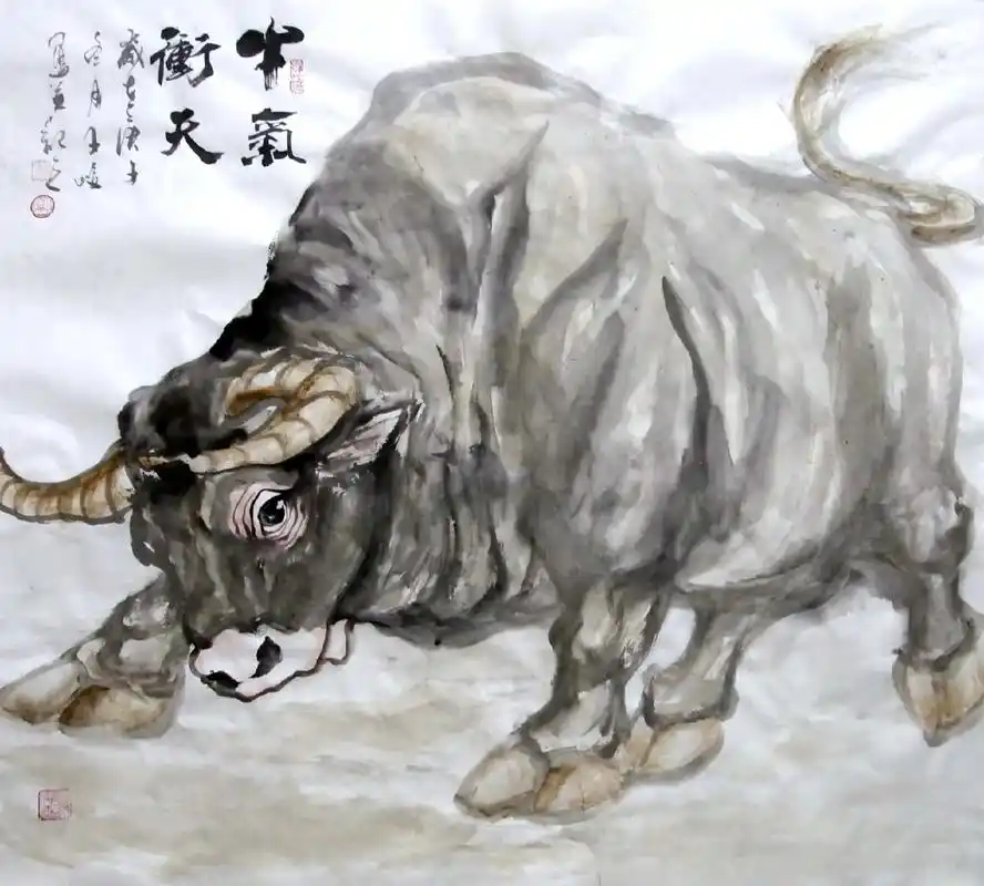 国画十二生肖丑牛之牛气冲天#国画生肖 #生肖牛 #国画牛气冲 - 抖音