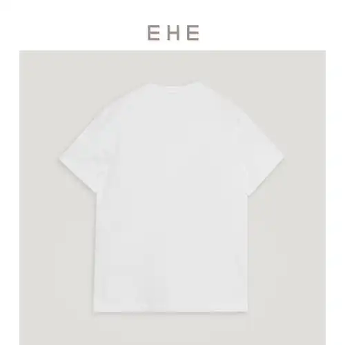 ehe男装春秋新款白色字母刺绣合身纯棉休闲t恤