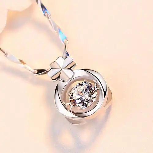 正品白金锁骨铂金吊坠项链莫桑女款