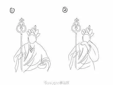 唐僧拿着法杖的简笔画