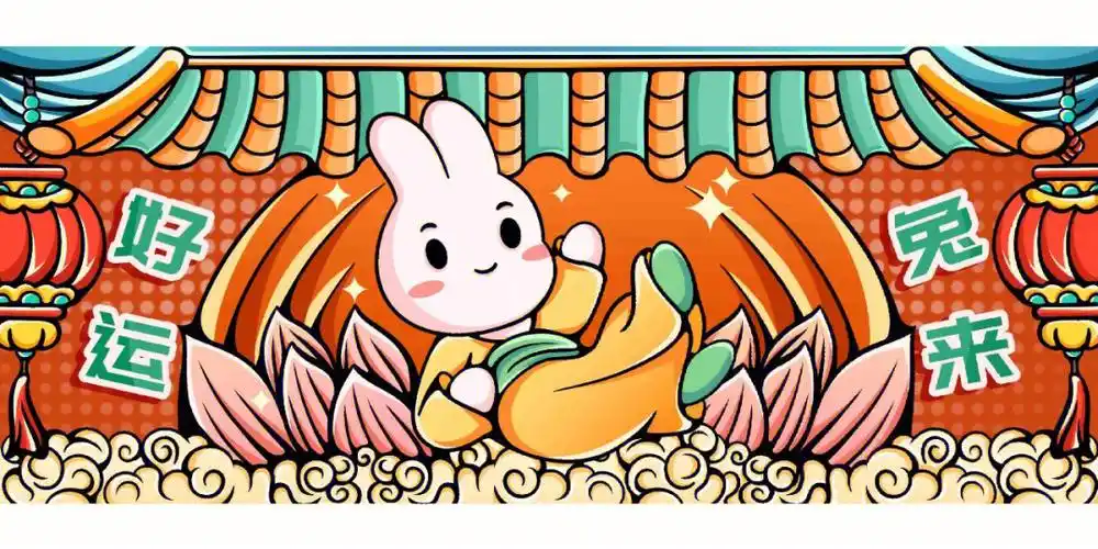 好运兔来兔子插画素材兔年素材